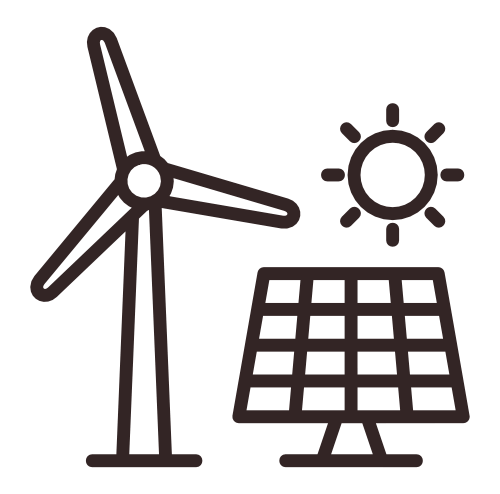 windmill. solar panel. Sun